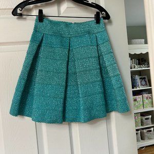 New Devlin Mini Pleated Skirt Turquoise Metallic S